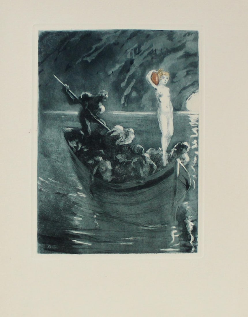 Louis Icart - Untitled XI from "Les Amours de Psyche de Cupidon": Artist: Louis Icart Title: Untitled XI from "Les Amours de Psyche de Cupidon" Year: 1949 Dimensions: 13in. by 10in. Edition: From the rare limited edition of 150 Publisher: Editions de la Cite Suite: