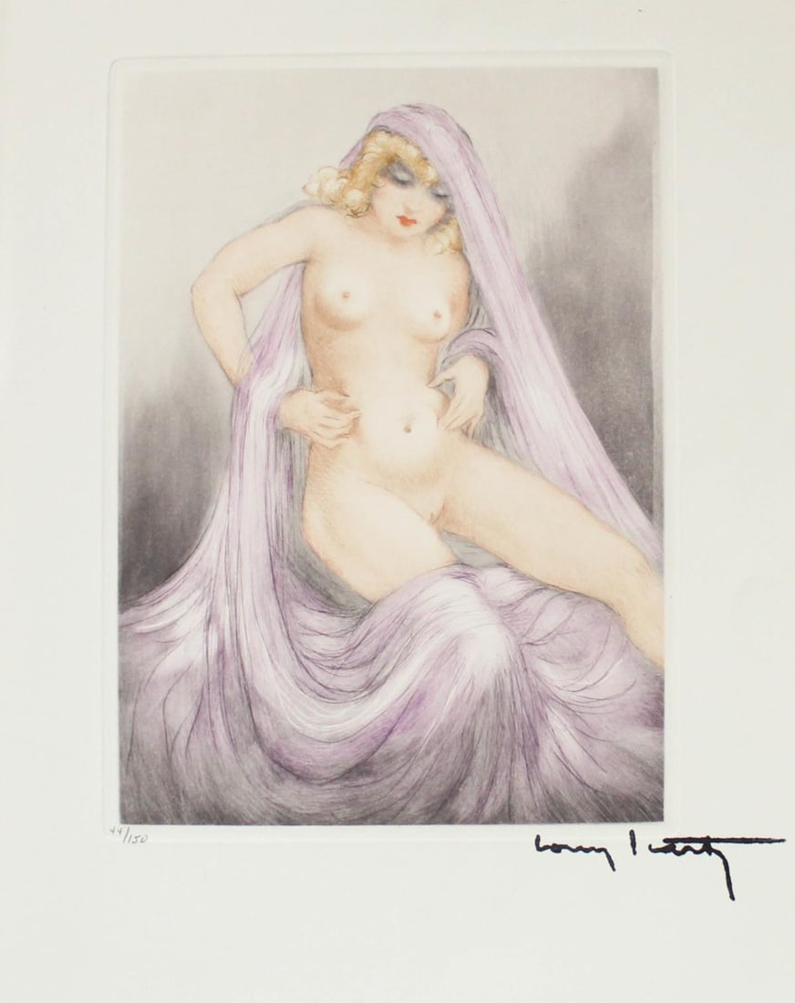 Louis Icart - Untitled IX from "Les Amours de Psyche de Cupidon": Artist: Louis Icart Title: Untitled IX from "Les Amours de Psyche de Cupidon" Year: 1949 Dimensions: 13in. by 10in. Edition: From the rare limited edition of 150 Publisher: Editions de la Cite Suite: