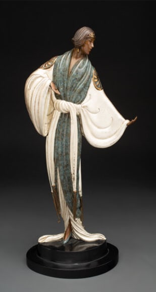 Erte - Belle de Nuit: Artist: Erte Title: Belle de Nuit Year: 1987 Dimensions: 17 1/2 x 8 1/2 in. Edition: From the rare limited edition of 375 Publisher: FINE ART ACQUISITIONS Medium: Cold painted and partial gilt bronze