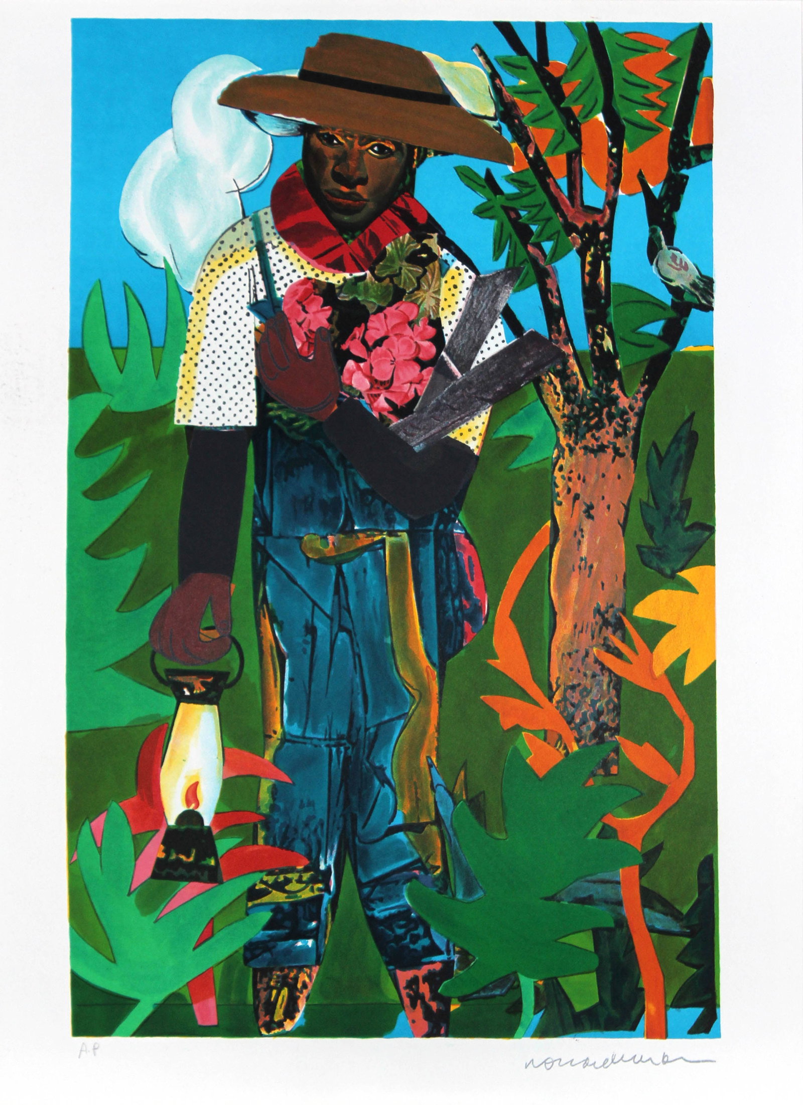 Romare Bearden - The Lantern: Artist: Romare Bearden Title: The Lantern Year: 1979 Dimensions: 28.5in. by 19.8in. Edition: From the Limited Artist's Proof Edition Medium: Original lithograph on paper Condition: Good condition