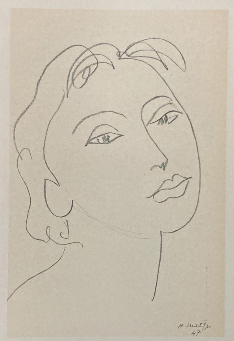 Henri Matisse (After) - Portrait 30: Artist: Henri Matisse (After) Title: Portrait 30 Year: 1954 Dimensions: 7 1/2`in. by 9 7/16in. Edition: From the rare limited edition Publisher: Andre Sauret Ed