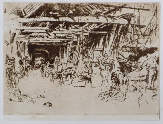James McNeill Whistler (After) - Wheelwright: Artist: James McNeill Whistler (After) Title: Wheelwright Dimensions: 4.75in. by 6.75in. Edition: From the rare limited edition Suite: Twenty-Six Etchings Medium: Original Ecthingand Drypoint printed