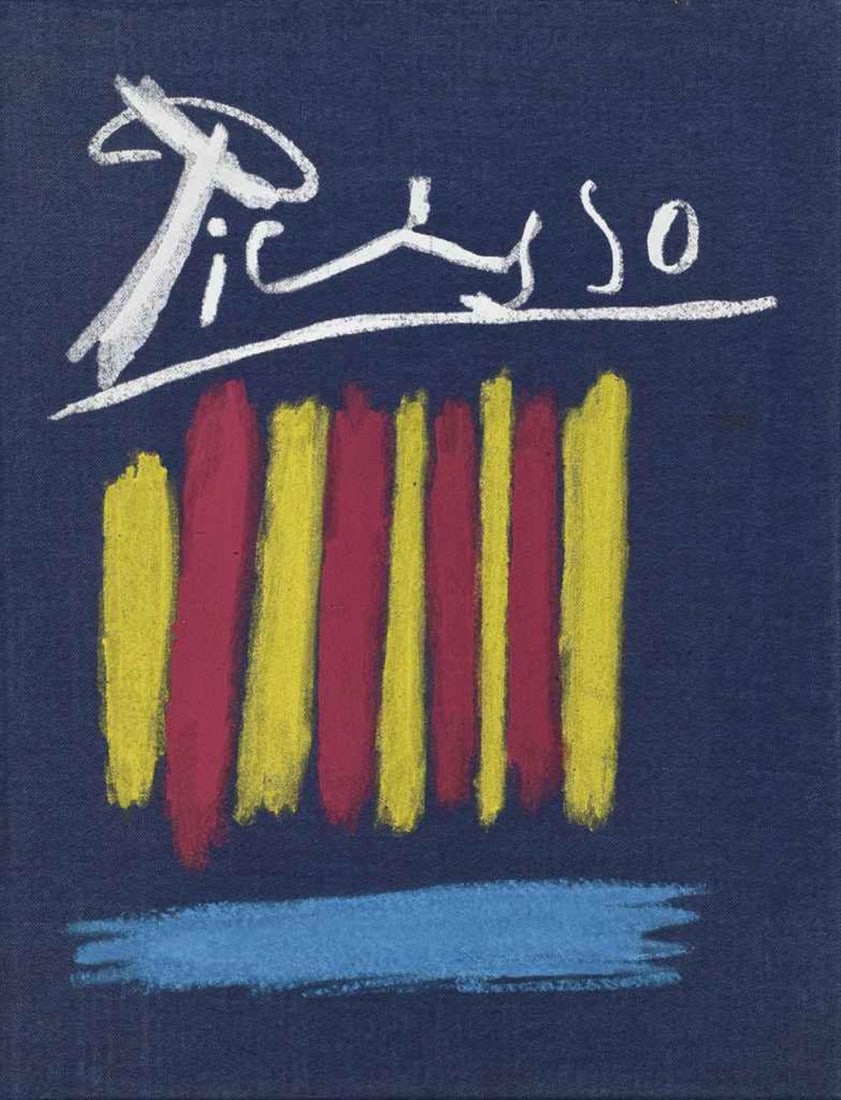 Pablo Picasso - Cover page from Les Bleu de Barcelone: Artist: Pablo Picasso Title: Cover page from Les Bleu de Barcelone aquarelles et Pastels Year: 1963 Dimensions: 17in. by 22in. Edition: From the rare limited edition Medium: Original lithograph on