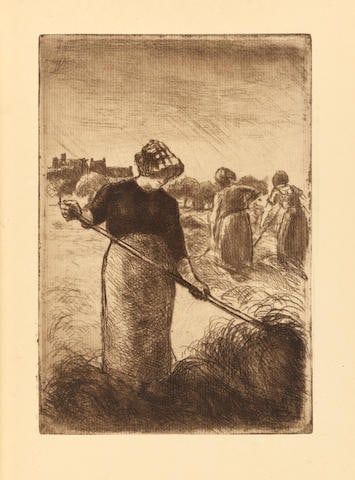 Camille Pissarro - Les Faneuses: Artist: Camille Pissarro Title: Les Faneuses Year: 1890 Dimensions: 7 7/8in. by 10 1/4in. Weight: 1 Edition: From the limited Edition Publisher: Delteil's 12th state (of 12) Medium: Etching in bistre