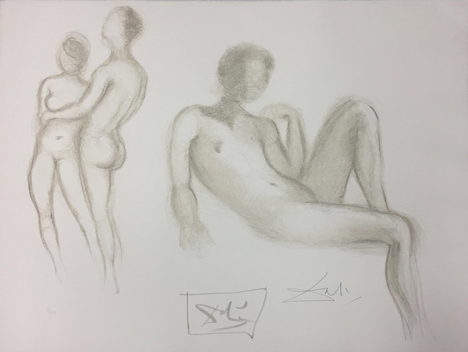 Salvador Dali - Couple Nus: Artist: Salvador Dali Title: Couple Nus Year: 1970 Dimensions: 22.5in. by 29.75in. Edition: From the Rare Limited Edition of CXX Medium: Orignal lithograph Condition: Excellent Signature Details: