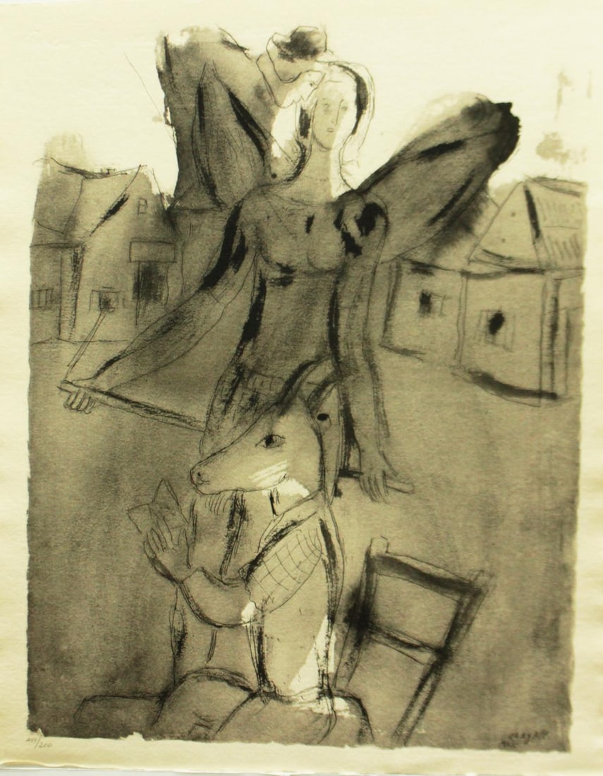 Marc Chagall - Acrobate Aile: Artist: Marc Chagall Title: Acrobate Aile Year: 1958 Dimensions: 19.5in. by 15.5in. Edition: From the Rare Limited Edition of 300 Publisher: New York Graphic Society Suite: Couleur Amour Medium: