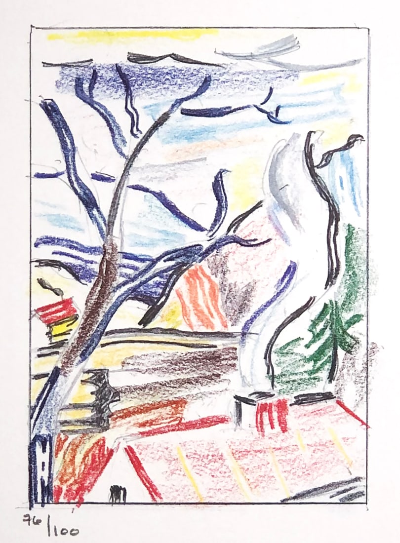 Roy Lichtenstein - Landscape with Red Roof: Artist: Roy Lichtenstein Title: Landscape with Red Roof Year: 1986 Dimensions: 10.25in. by 7.5in. Edition: 2 from the limited edition of 100 Publisher: Harry N. Abrams New York Suite: Landscape