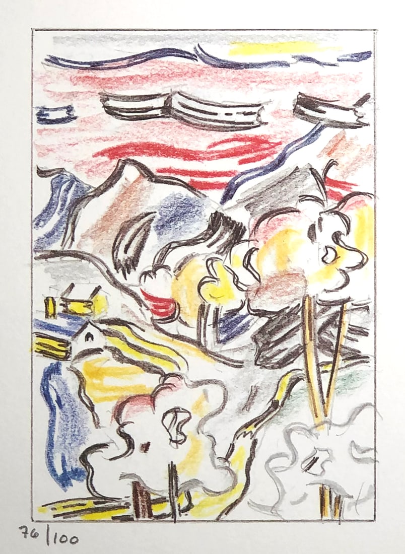 Roy Lichtenstein (after) - Red Sky: Artist: Roy Lichtenstein (after) Title: Red Sky Year: 1986 Dimensions: 10.25in. by 7.5in. Edition: From the limited edition Publisher: Harry N. Abrams New York Suite: Landscape Sketches Medium: