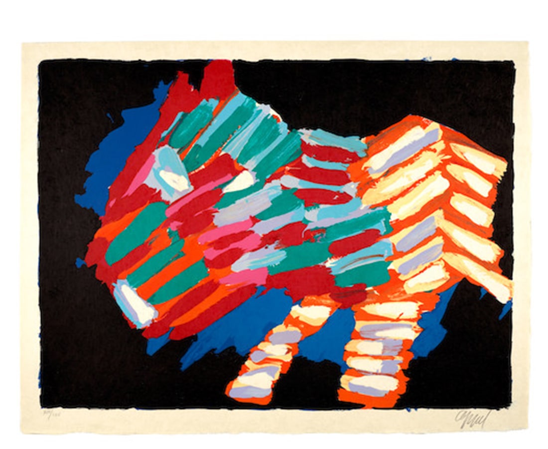 Karel Appel - Cat in the Night: Artist: Karel Appel Title: Cat in the Night Year: 1979 Dimensions: 24 5/8in. by 30 1/4in. Edition: From the rare limited edition of LXV Publisher: London Arts Inc. Detroit Suite: Cats Portfolio