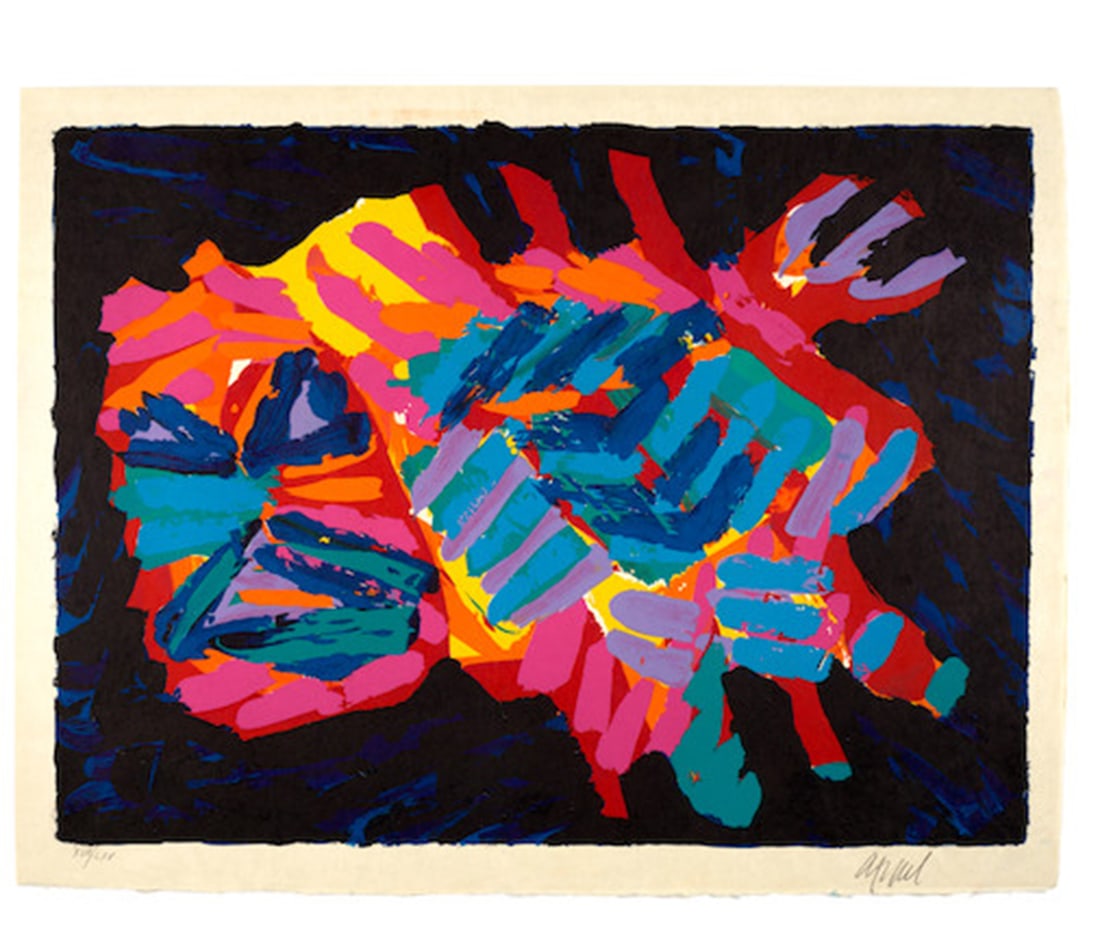 Karel Appel - Devil Cat: Artist: Karel Appel Title: Devil Cat Year: 1979 Dimensions: 24 5/8in. by 30 1/4in. Edition: From the rare limited edition of LXV Publisher: London Arts Inc. Detroit Suite: Cats Portfolio Medium: