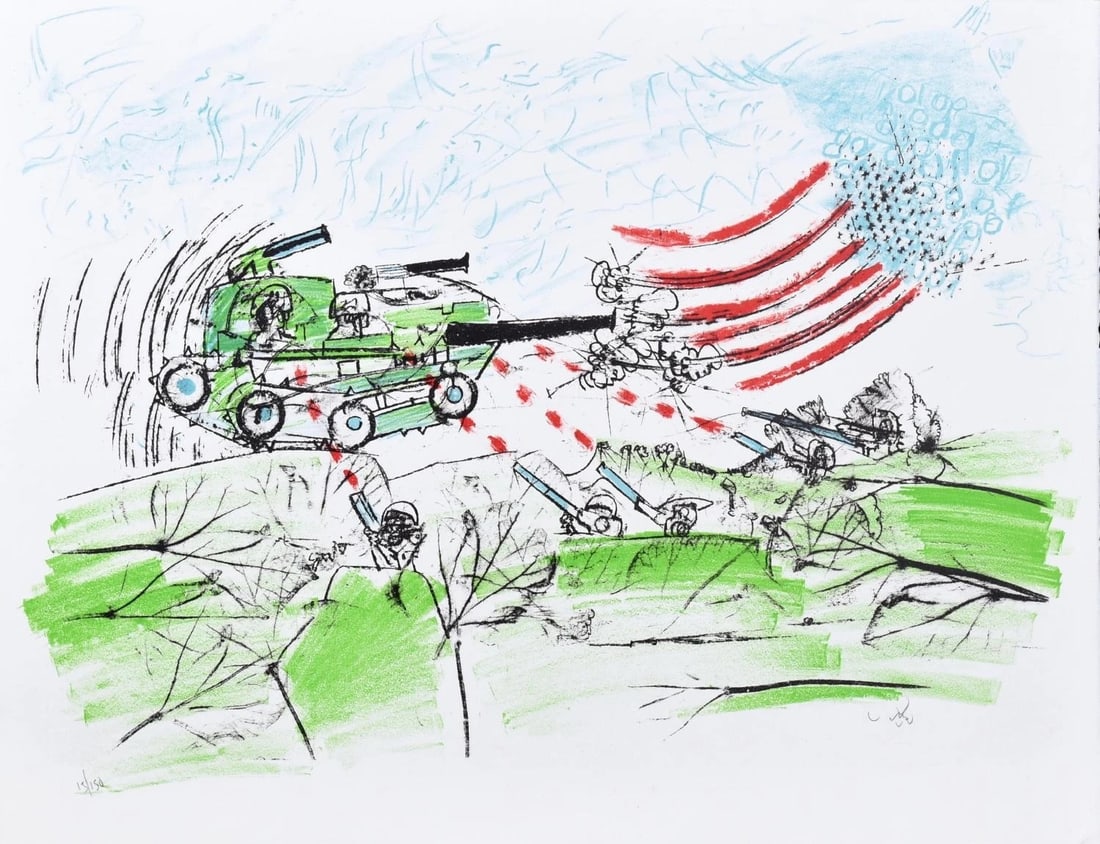 Roberto Matta - La Guerre (The War): Artist: Roberto Matta Title: La Guerre (The War) Year: 1970 Dimensions: 19 3/4in. by 25 1/4in. Edition: Numbered from the Rare Limited Edition of 150 Medium: Original Lithograph in Colors on Paper
