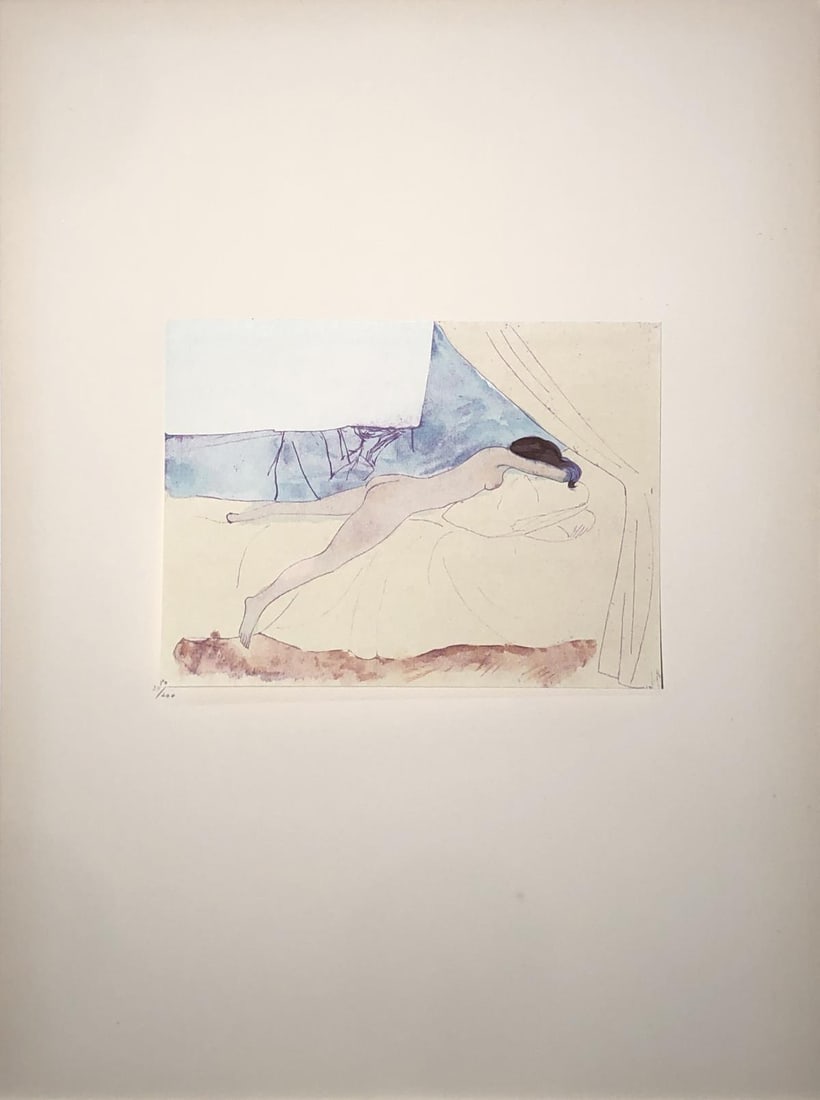 Pablo Picasso (After) - Femme Nue Couchee: Artist: Pablo Picasso (After) Title: Femme Nue Couchee Year: 1962 Dimensions: 19in. by 14 1/2in. Edition: From the rare limited edition of 200 Suite: Un Eventail Medium: Lithograph on Velin Arches