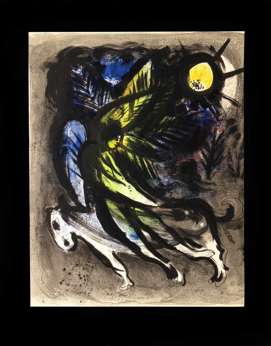 Marc Chagall - The Angels: Artist: Marc Chagall Title: The Angels Year: 1956 Dimensions: 9.5in. by 13in. Edition: From the rare limited edition of 100 Publisher: Editions de la Revue VERVE Paris Suite: The Bible Medium: Color