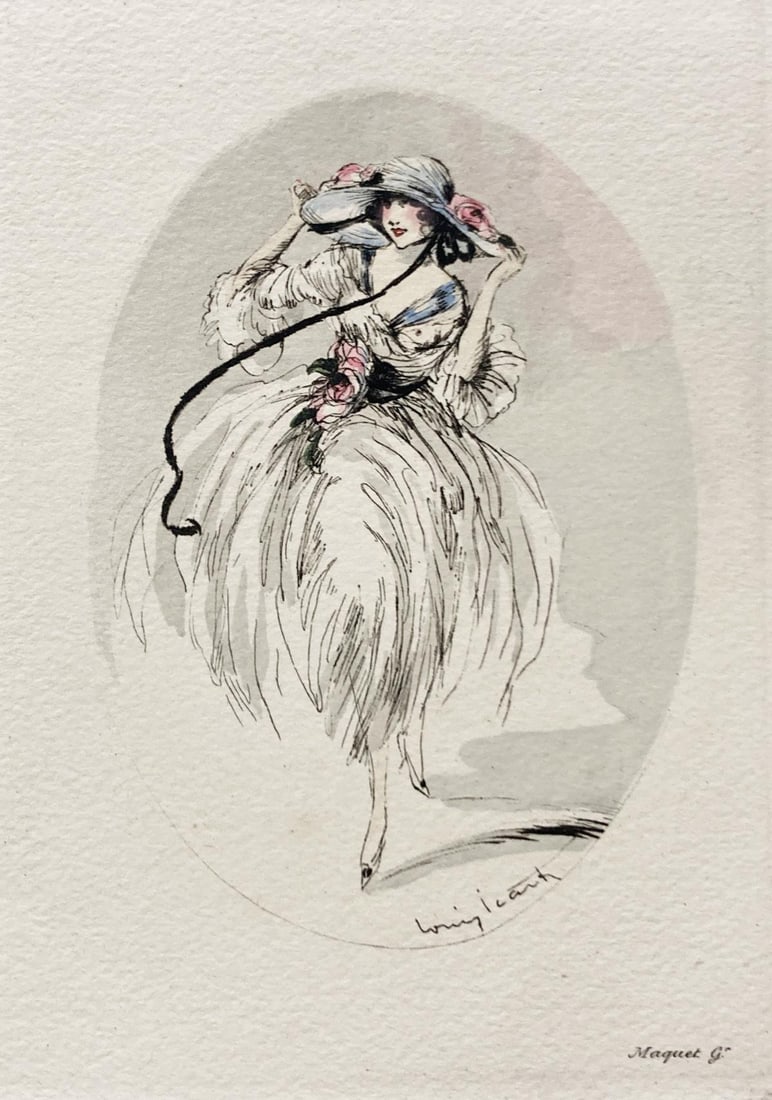 Louis Icart - Untitled (Girl in hat) (1 of 1)