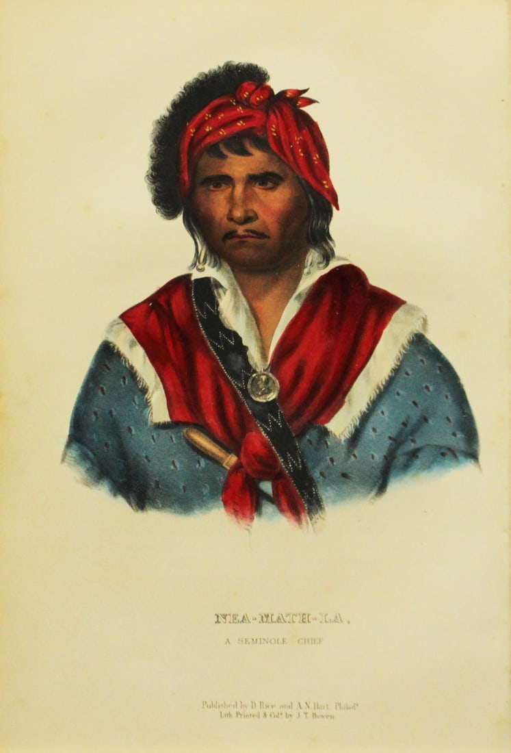 Charles Bird King - Nea Math La A Seminole Chief: Artist: Charles Bird King Title: Nea Math La A Seminole Chief Year: 1858 Dimensions: 10 1/2in. by 6 3/4in. Edition: From the Rare Limited Edition Publisher: D. Rice and A.N. Hart Philadelphia Suite: