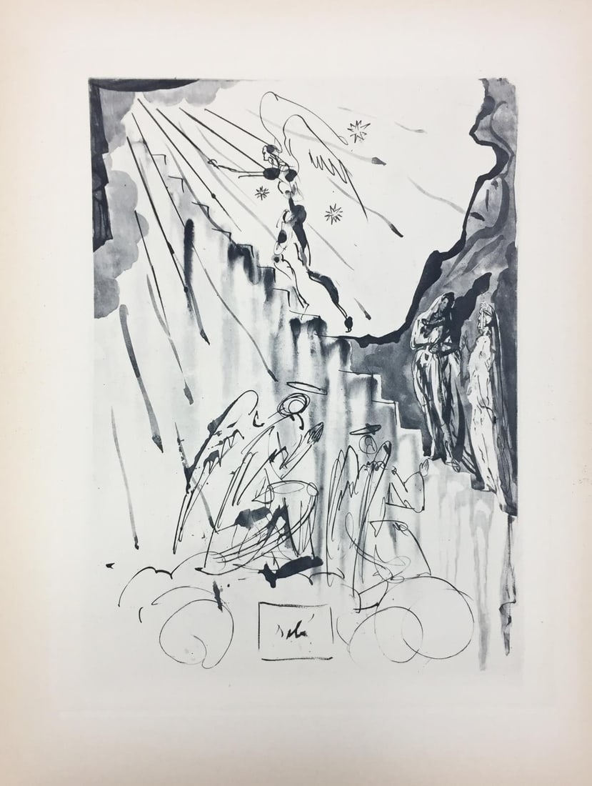 Salvador Dali - The Celestial Staircase: Artist: Salvador Dali Title: The Celestial Staircase Year: 1964 Dimensions: 10.25in. by 13in. Edition: From the rare limited edition of 165 in blue/gray Publisher: Les Heures Claires Paris Suite: The