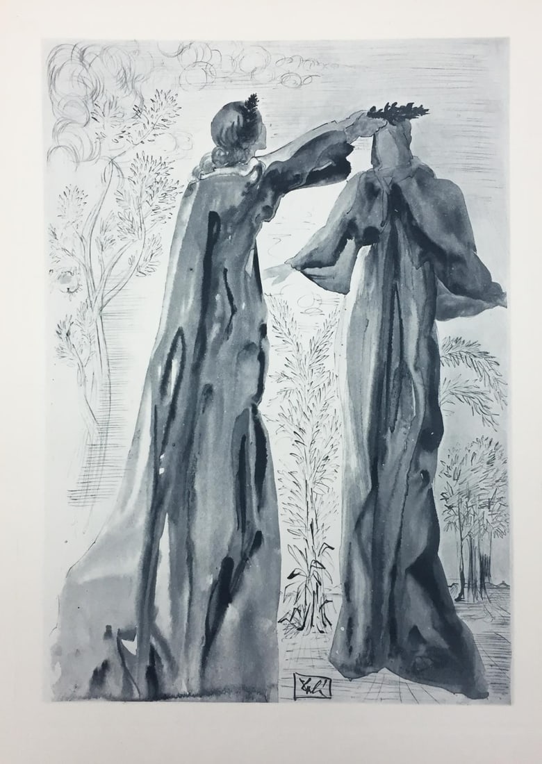 Salvador Dali - Virgil's Last Words: Artist: Salvador Dali Title: Virgil's Last Words Year: 1964 Dimensions: 10.25in. by 13in. Edition: From the rare limited edition of 165 in blue/gray Publisher: Les Heures Claires Paris Suite: The