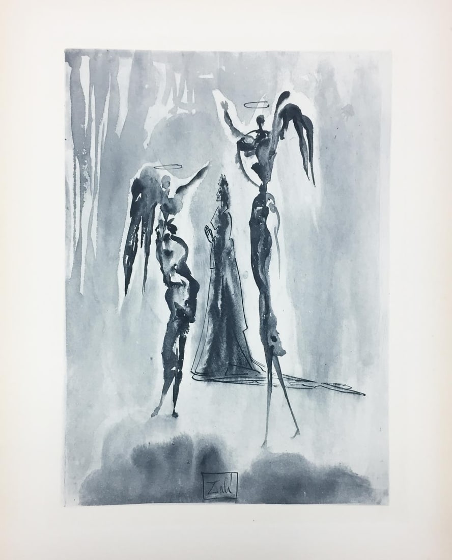Salvador Dali - The Angels of the Empyrean: Artist: Salvador Dali Title: The Angels of the Empyrean Year: 1964 Dimensions: 10.25in. by 13in. Edition: From the rare limited edition of 165 in blue/gray Publisher: Les Heures Claires Paris Suite: