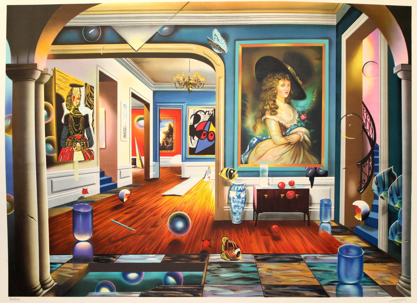 Ferjo - Foyer of Surrealists: Artist: Ferjo Title: Foyer of Surrealists Year: 2000 Dimensions: 31 x 41 1/2 in. Edition: Number 300 from the rare limited edition of 350 in pencil, lower left Medium: Original lithograph on paper