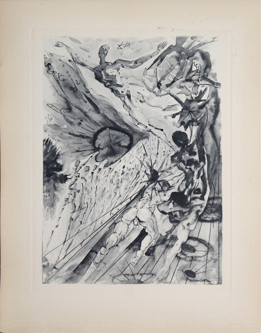 Salvador Dali - Encounter with Two Groups of the Lusty: Artist: Salvador Dali Title: Encounter with Two Groups of the Lusty Ones Year: 1964 Dimensions: 10.25in. by 13in. Edition: From the rare limited edition of 165 in blue/gray Publisher: Les Heures
