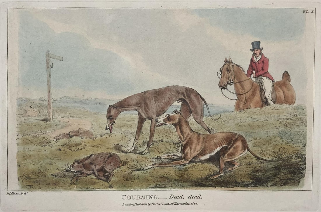 Henry Alken - Coursing Dead: Artist: Henry Alken Title: Coursing Dead Year: 1825 Dimensions: 10in. by 14. Edition: From the Rare Limited Edition Publisher: Howlett and Brimmer Suite: The National Sports of Great Britain Medium: