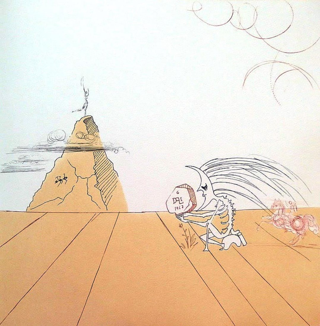 Salvador Dali - Pysage Fossile Imaginaire: Artist: Salvador Dali Title: Pysage Fossile Imaginaire Year: 1980 Dimensions: 20in. by 20in. Edition: From the Rare Limited Edition Suite: Neuf Paysages Medium: Original etching on paper Condition: