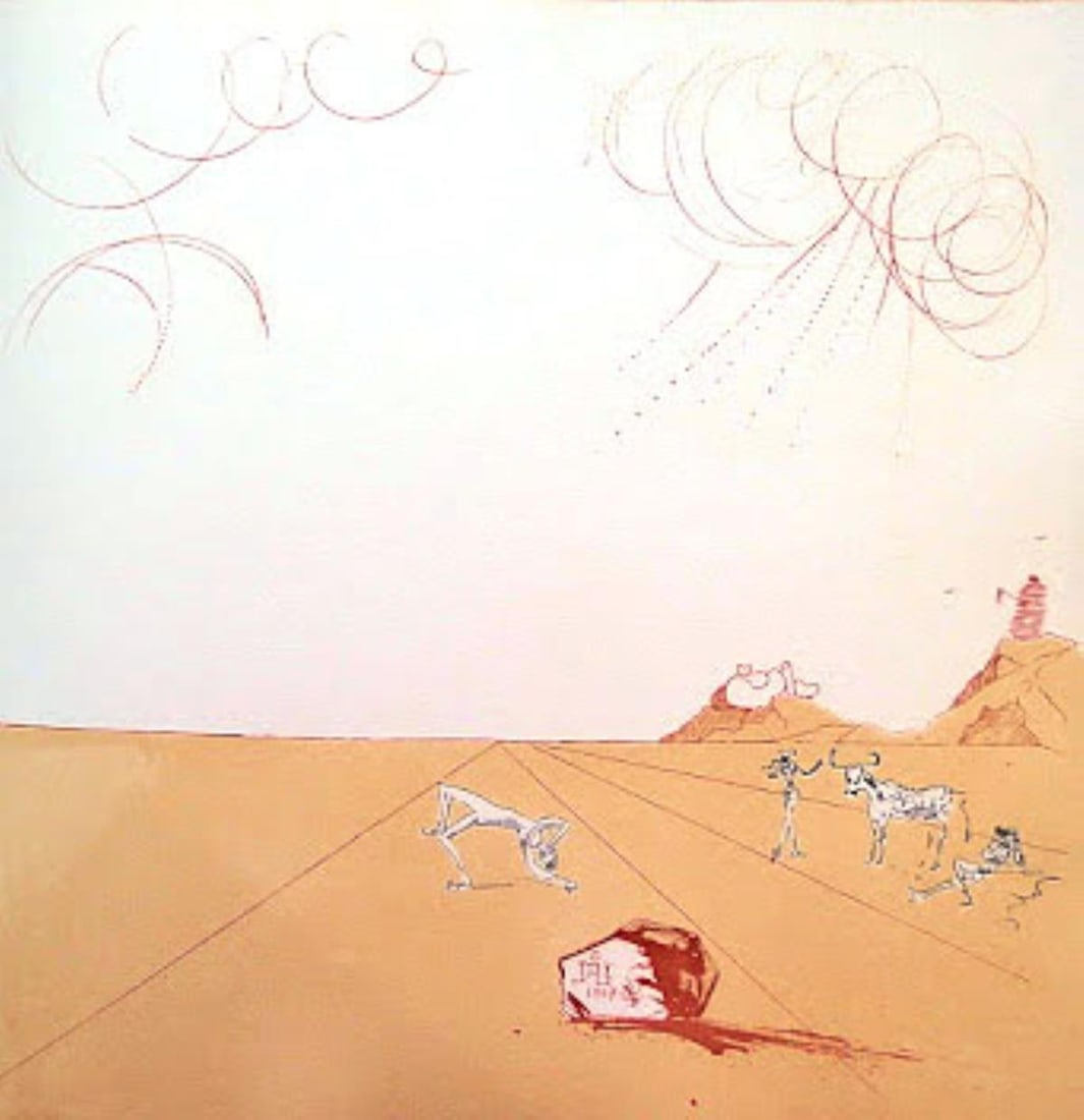 Salvador Dali - Paysage Iberique: Artist: Salvador Dali Title: Paysage Iberique Year: 1980 Dimensions: 20in. by 20in. Edition: From the Rare Limited Edition Suite: Neuf Paysages Medium: Original etching on paper Condition: Excellent