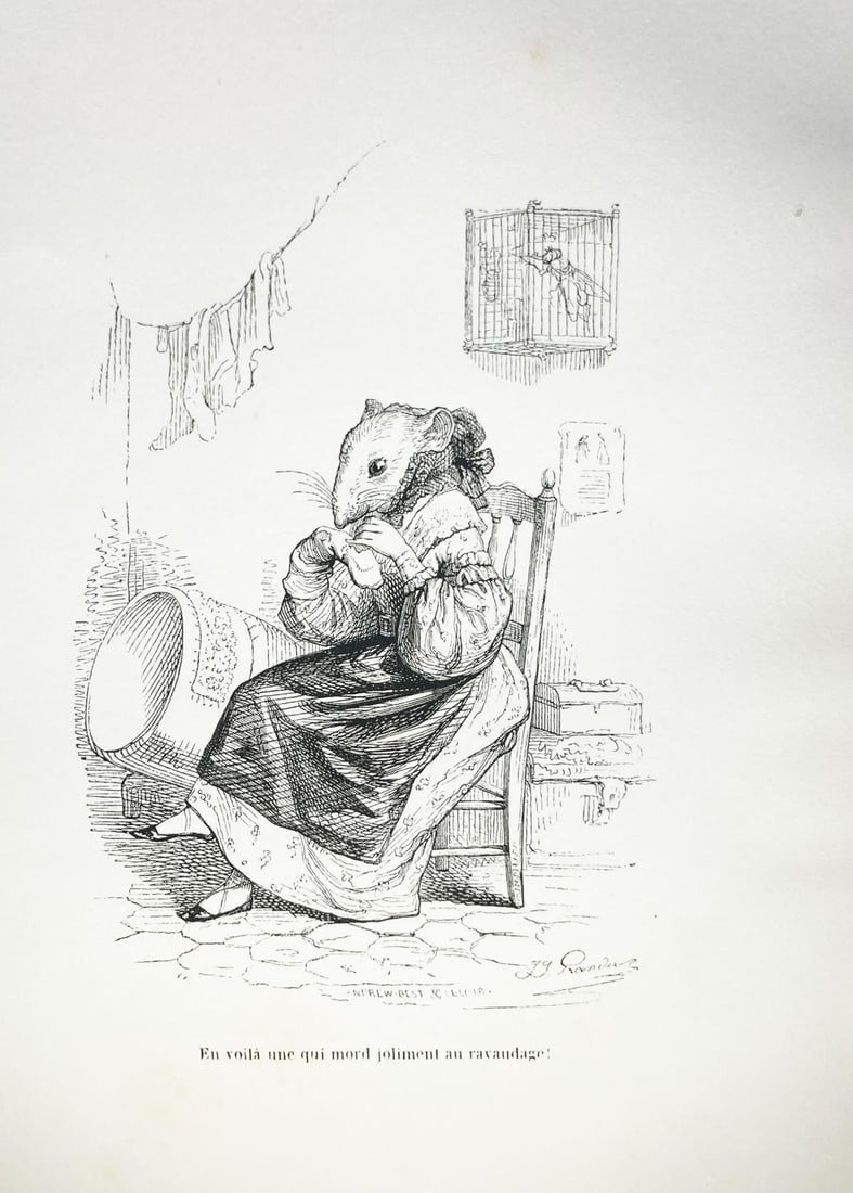 J.J. Grandville - Grandville et Les Animaux 68: Artist: J.J. Grandville Title: Grandville et Les Animaux 68 Year: 1842 Dimensions: 10.5in. by 6.5in. Edition: From the rare limited edition Publisher: Etudes De Moeurs Contemporaines Suite: