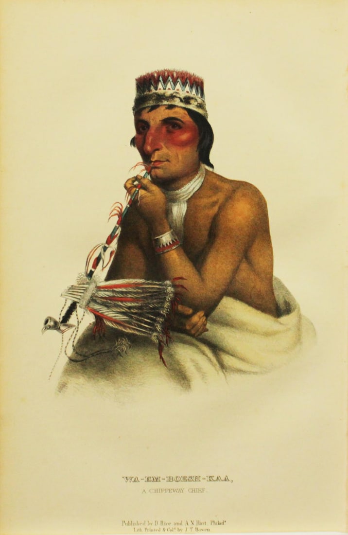 Charles Bird King - Wa Em Boesh Kaa A Chippeway Chief: Artist: Charles Bird King Title: Wa Em Boesh Kaa A Chippeway Chief Year: 1858 Dimensions: 10 1/2in. by 6 3/4in. Edition: From the Rare Limited Edition Publisher: D. Rice and A.N. Hart Philadelphia