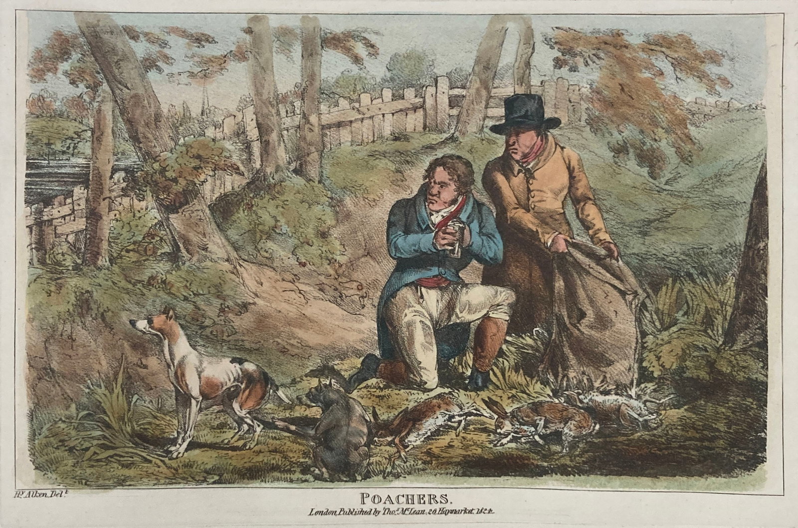 Henry Alken - Poachers: Artist: Henry Alken Title: Poachers Year: 1825 Dimensions: 10in. by 14. Edition: From the Rare Limited Edition Publisher: Howlett and Brimmer Suite: The National Sports of Great Britain Medium: