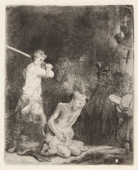 Rembrandt van Rijn (after) - The Beheading of John the Baptist: Artist: Rembrandt van Rijn (after) Title: The Beheading of John the Baptist Year: 1883 Dimensions: 12 1/2in. by 17 1/4in. Edition: From the rare limited edition Sui
