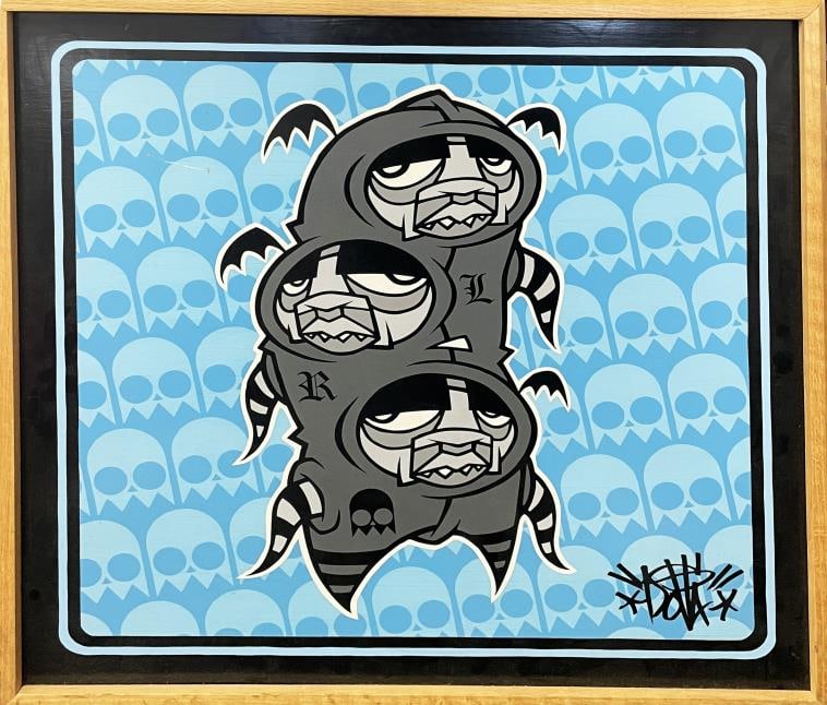 DOLLA - Creep Hat Trick: Artist: DOLLA Title: Creep Hat Trick Year: 2007 Dimensions: 24in. by 24in. Edition: From the rare limited edition Medium: Original serigraph on board Condition: Excellent Signature Details: Hand