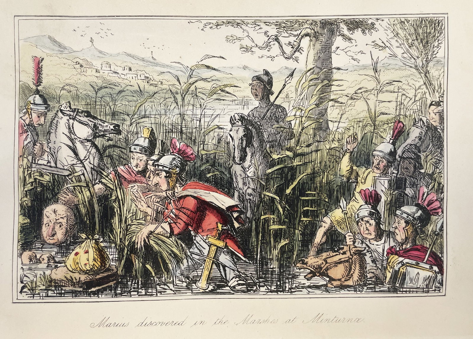 John Leech - Marius Discovered in the Marshes at Minturnae: Artist: John Leech Title: Marius Discovered in the Marshes at Minturnae Year: 1852 Dimensions: 8 1/2 x 5 1/2 in. Edition: From the rare limited edition Medium: