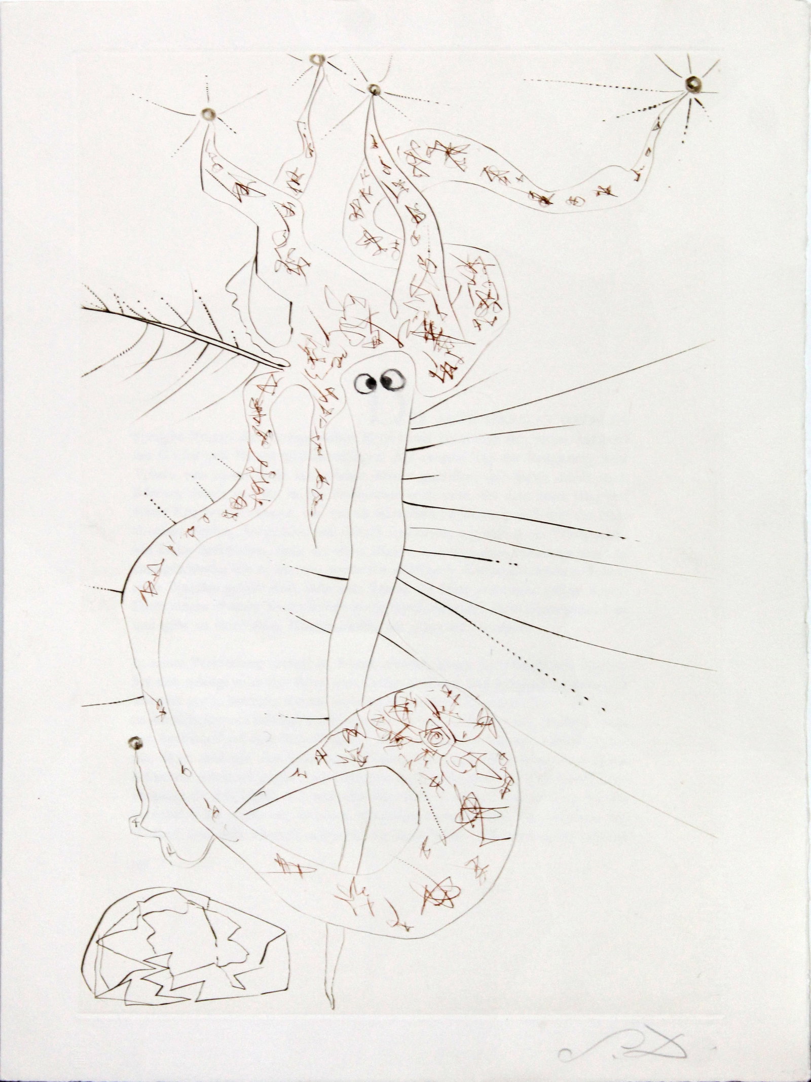 Salvador Dali - Mad Tristan: Artist: Salvador Dali Title: Mad Tristan Year: 1969 Dimensions: 12 3/4 x 17 5/8 in. Edition: From the limited edition of 115 Suite: Tristan and Isolde Medium: Original color drypoint etching on paper