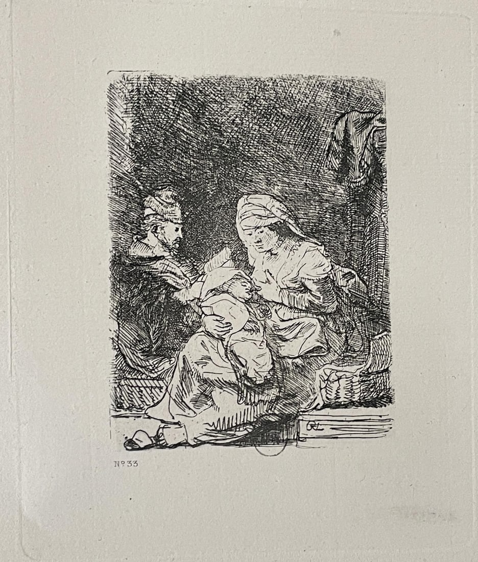 Rembrandt van Rijn - Sainte Famille Ou La Vierge Au Linge (After): Artist: Rembrandt van Rijn Title: Sainte Famille Ou La Vierge Au Linge Year: 1897 Dimensions: 17 5/8in. by 12 3/8in. Edition: From the rare limited edition of 500 P