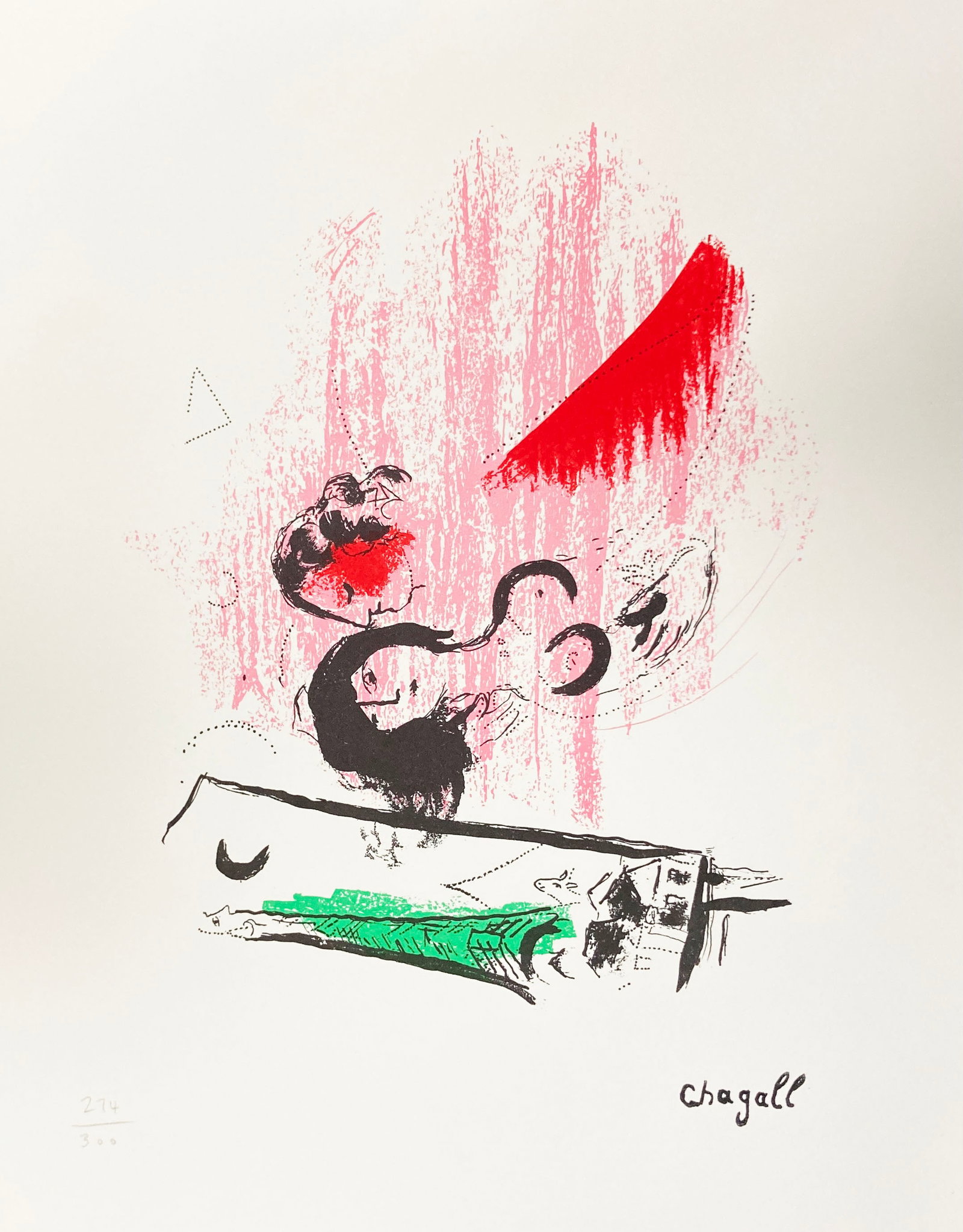 Marc Chagall - La Tour Eiffel Verte: Artist: Marc Chagall Title: La Tour Eiffel Verte Year: 1957 Dimensions: 13in. by 16in. Edition: From the Rare Limited Edition of 300 Suite: Chagall Medium: Lithograph in Colors Condition: Excellent