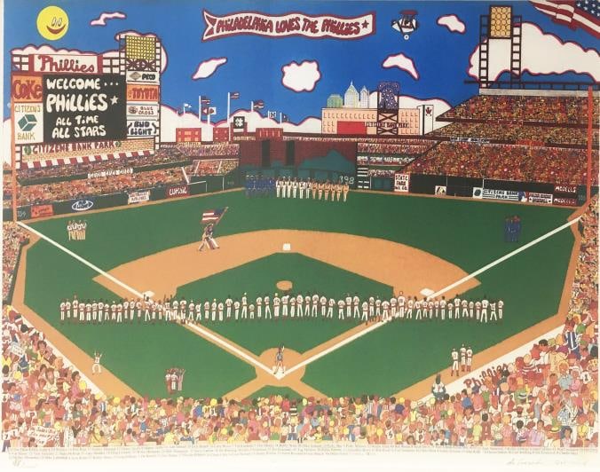 Al Schreiber and Jill Hand - Philadelphia Phillies: Artist: Al Schreiber and Jill Hand Title: Philadelphia Phillies Dimensions: 11in. by 14in. Edition: From the Rare Limited Edition Medium: Serigraph in Colors Signature Details: Hand Signed by
