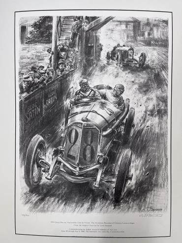 Carlo Demand - Grand Prix De France 1914: Artist: Carlo Demand Title: Grand Prix De France 1914 Year: 1986 Dimensions: 22in. by 26in. Weight: 0 Edition: From the Rare Limited Edition of 500 Suite: Interlaken uto Art Expo 1986 Medium:
