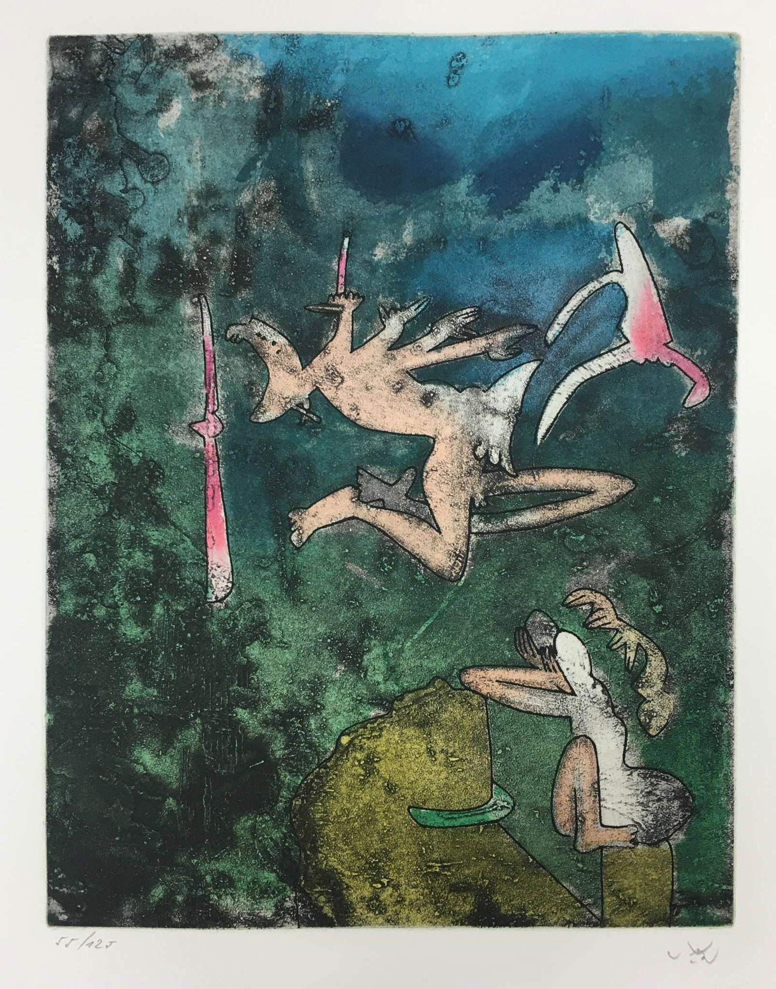 Roberto Matta - Untitled 7 from Centre Noeuds: Artist: Roberto Matta Title: Untitled 7 from Centre Noeuds"""" Year: 1974 Dimensions: 24 x 17 1/2 in. Edition: Numbered from the limited edition of 125 Publisher: Editions George Visat Suite: Centre