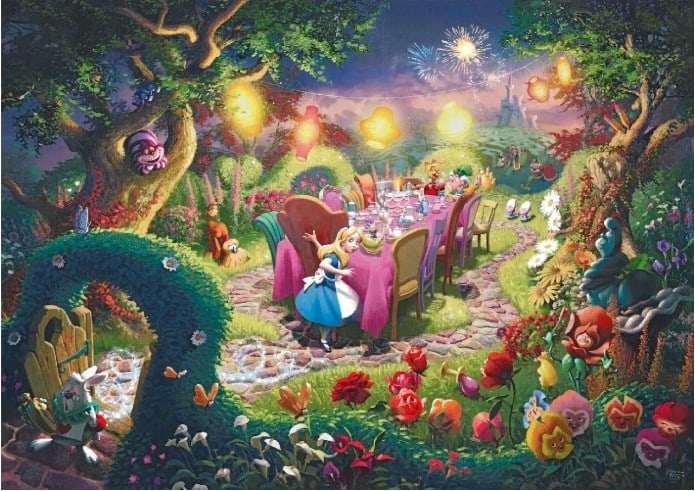 Thomas Kinkade Studios - Mad Hatter's Tea Party: Artist: Thomas Kinkade Studios Title: Mad Hatter's Tea Party Year: 2023 Dimensions: 18 x 27 in. Edition: From the limited edition of 595 Publisher: Art Brand Studios, LLC Medium: Continuous tone