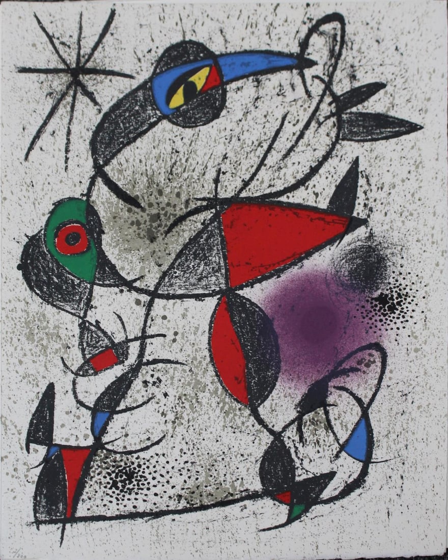Joan Miro - Jaillie du Calcaire: Artist: Joan Miro Title: Jaillie du Calcaire Year: 1973 Dimensions: 12.75in. by 10in. Edition: From the rare limited edition of 800 Suite: Souvenirs de Portrait
