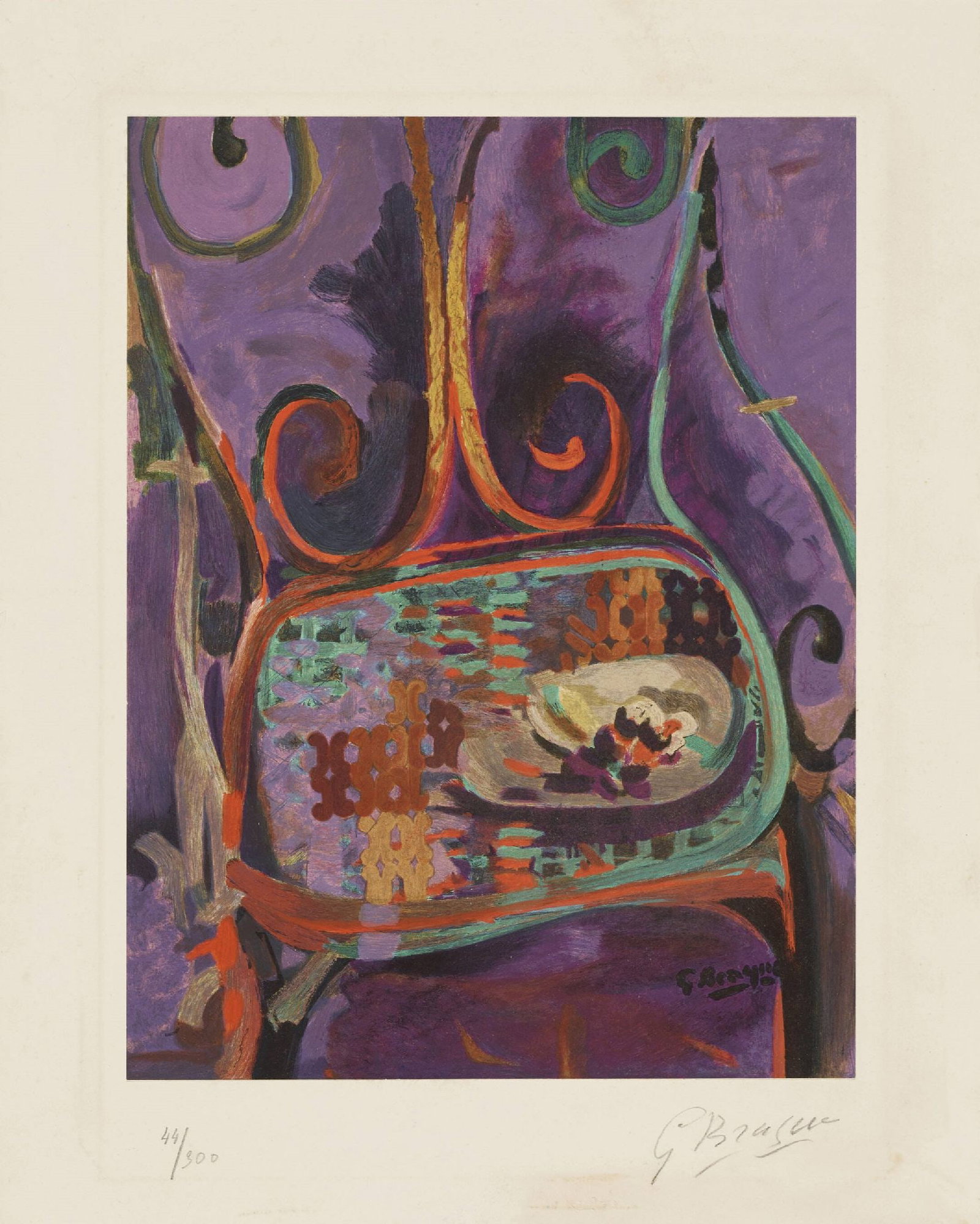 Georges Braque - The Chair: Artist: Georges Braque Title: The Chair Year: 1960 Dimensions: 22 1/4 x 15 in. Edition: 42 from the limited edition of 300 Publisher: Maeght, Paris Medium: Lithograph in colors on wove paper