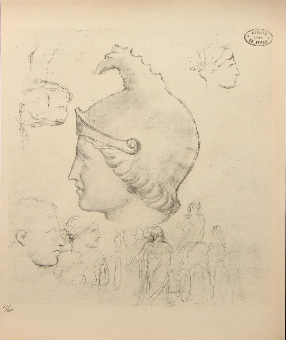 Edgar Degas (After) - Etude de Tete: Artist: Edgar Degas (After) Title: Etude de Tete Year: 1918 Dimensions: 7.5in. by 10in. Edition: From the rare limited edition of 60 Publisher: Imprimerie J. Langlois; Faubourg St-Martin Paris Suite: