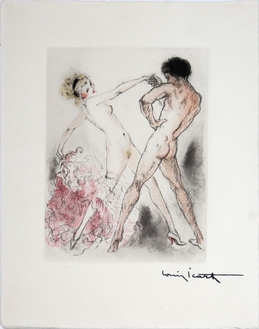 Louis Icart - Dance Partners: Artist: Louis Icart Title: Dance Partners Year: 1947 Dimensions: 11in. by 8.5in. Edition: From the rare limited edition of 500 Publisher: Georges Guillot Editeur: Paris