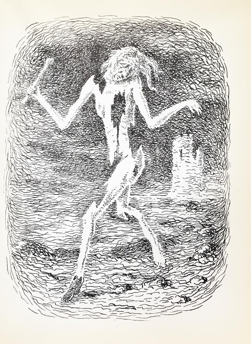 Rene Magritte - Untitled (Man Outside Tower): Artist: Rene Magritte Title: Untitled (Man Outside Tower) Year: 1948 Dimensions: 10in. by 7 3/8in. Edition: From the Rare Limited Edition Publisher: La Boetie Editions Suite: Les Chants de Maldoror