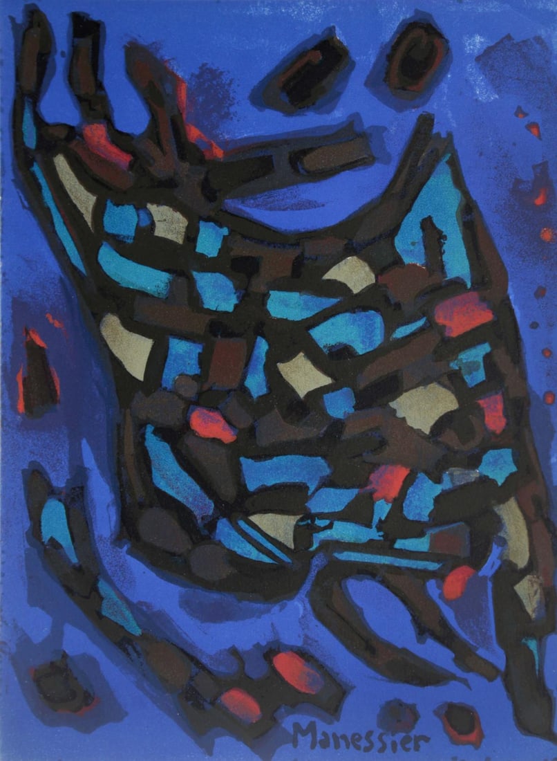 Alfred Manessier - Composition: Artist: Alfred Manessier Title: Composition Year: 1964 Dimensions: 7.5in. by 10in. Edition: From the rare limited edition Publisher: Fernand Mourlot and Jean Adhemar Paris Suite: Prints from the