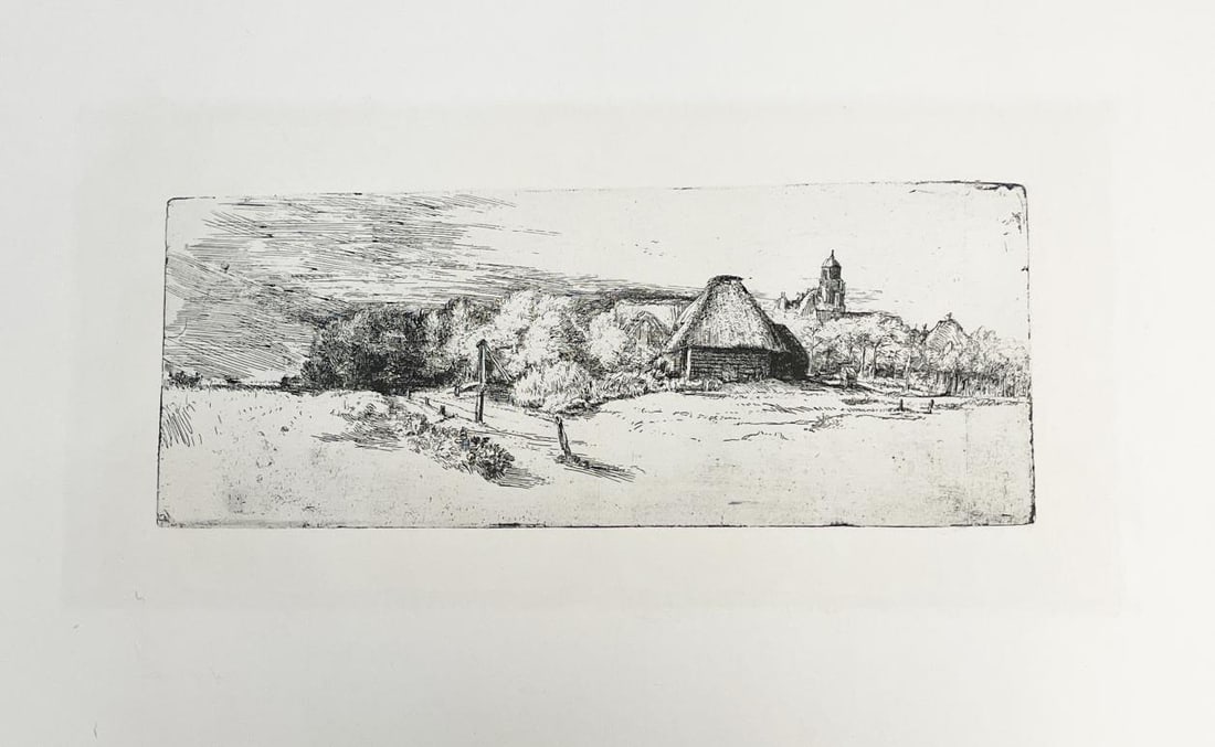 Rembrandt van Rijn (after) - Landscape with Ruined Tower: Artist: Rembrandt van Rijn (after) Title: Landscape with Ruined Tower Dimensions: 23 1/4in. by 17in. Medium: Heliogravure on paper Condition: Excellent Comes with Letter of authenticity and