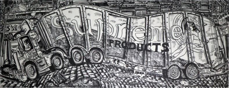 Red Grooms - Truck I: Artist: Red Grooms Title: Truck I Year: 1979 Dimensions: 24.5in. by 61.75in. Edition: Numbered from the Rare Limited Edition Publisher: Brooke Alexander Editions Medium: Lithograph on Paper