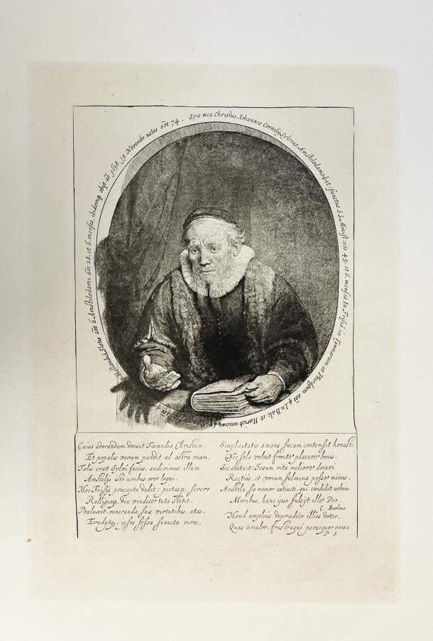 Rembrandt van Rijn (after) - Jan Cornelis Sylvius preacher: Artist: Rembrandt van Rijn (after) Title: Jan Cornelis Sylvius preacher Dimensions: 23 1/4in. by 17in. Edition: From the rare limited edition Medium: Original heliogravure on paper Condition:
