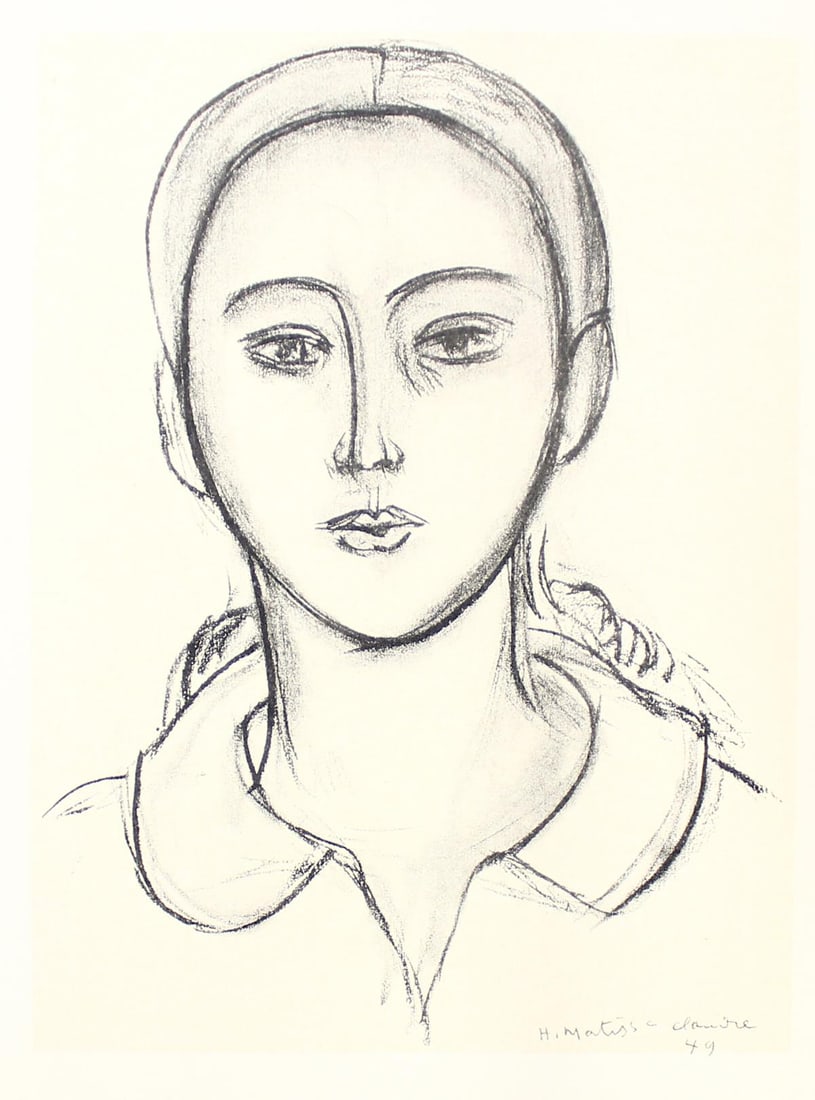 Henri Matisse (After) - Portrait 12 (Double Sided Single Sheet): Artist: Henri Matisse (After) Title: Portrait 12 (Double Sided Single Sheet) Year: 1954 Dimensions: 7 1/2`in. by 9 7/16in. Edition: From the rare limited edition Publisher: Andre Sauret Editions Du